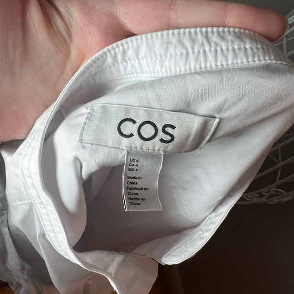 COS Half Placket Cotton Button Down White Shirt Size 4/Small Oversized - Picture 4 of 5